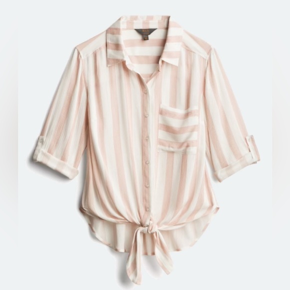 Women’s Flowy Front Tie Button Down Shirt | Size Medium - Picture 5 of 5